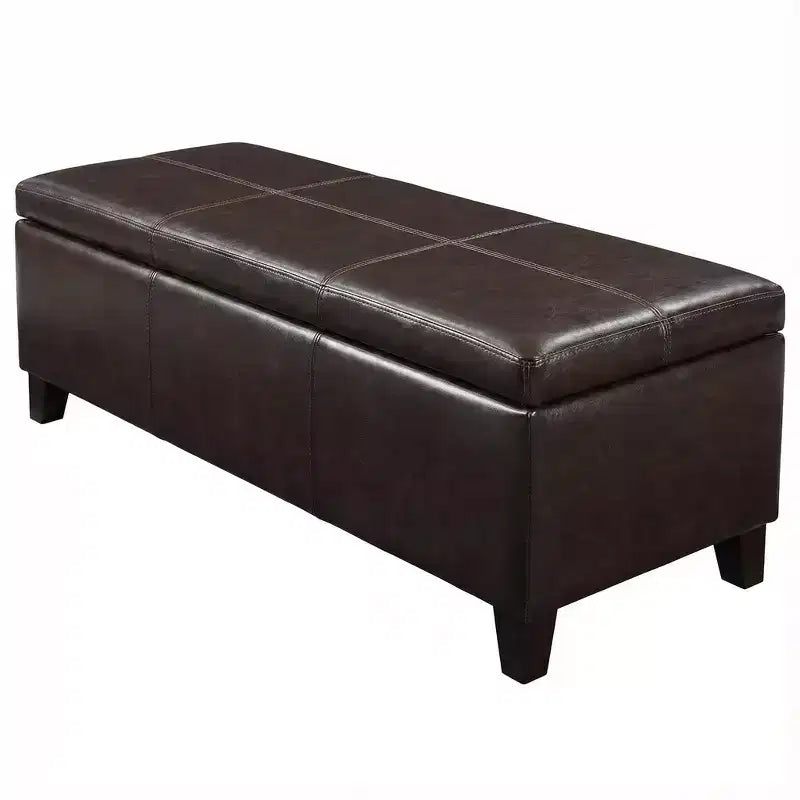 Banc Pouf de Rangement Rembourré en Similicuir pour Salon et Chambre