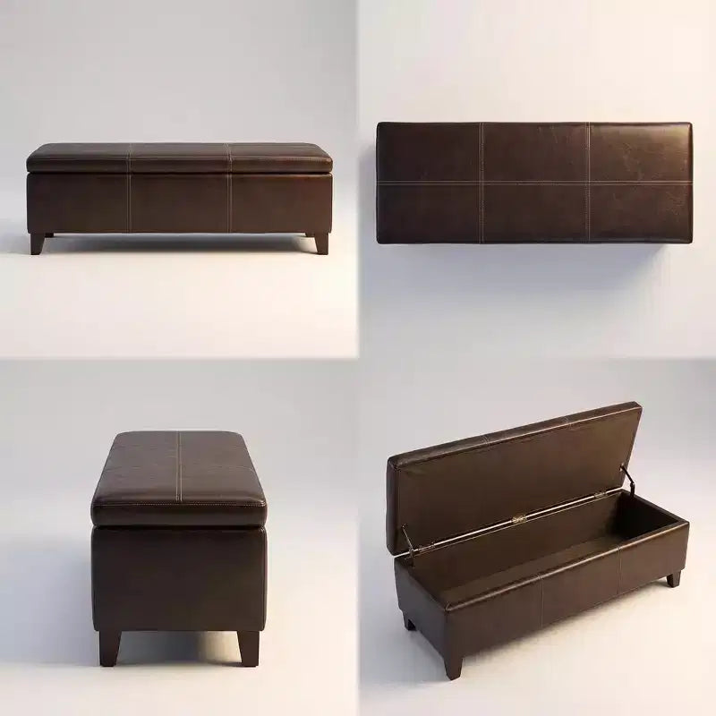 Banc Pouf de Rangement Rembourré en Similicuir pour Salon et Chambre