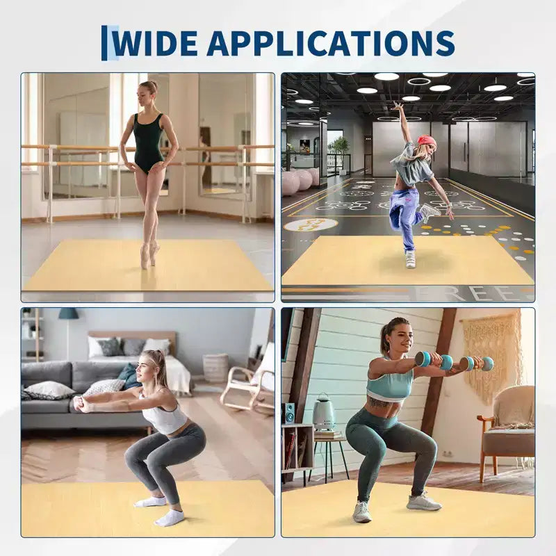 Tapis de danse portable en PVC de 4'x6', tapis de danse antidérapant de 5 mm d'épaisseur résistant aux rayures pour le ballet, le jazz, les claquettes, le yoga, le Pilates et l'exercice à domicile