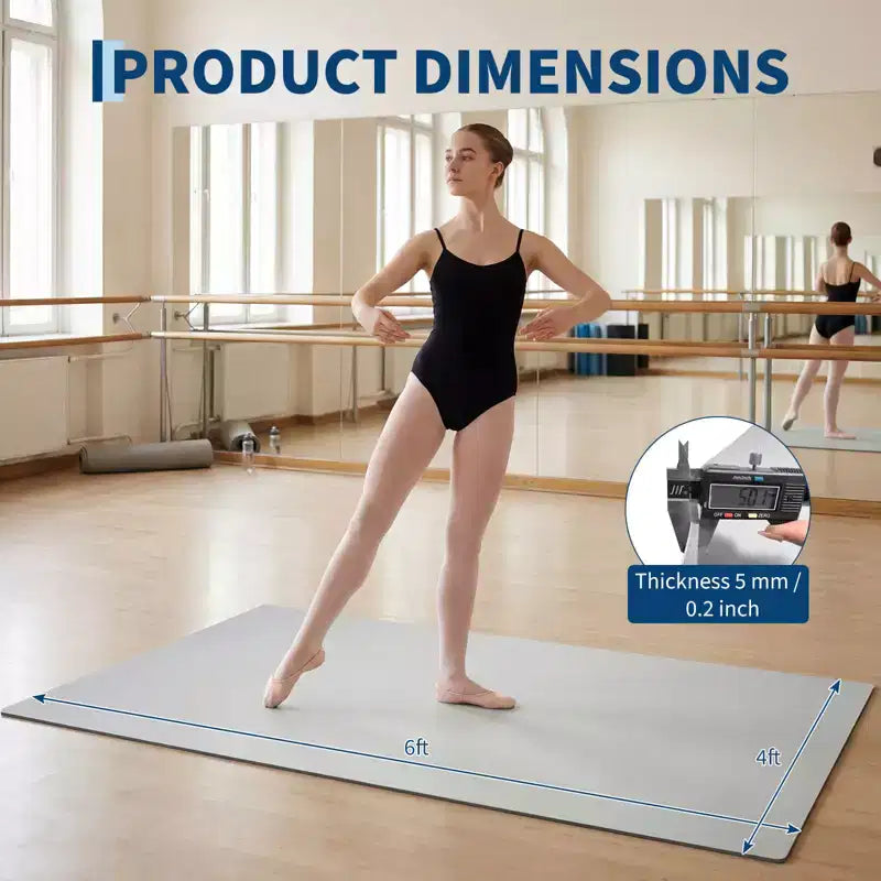 Tapis de danse portable en PVC de 4'x6', tapis de danse antidérapant de 5 mm d'épaisseur résistant aux rayures pour le ballet, le jazz, les claquettes, le yoga, le Pilates et l'exercice à domicile