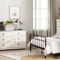 South Shore Plenny 6 Drawer Double Dresser: White Wash/Weathered Oak, Anti-Tip Hardware, Laminated Finish, 52" Width