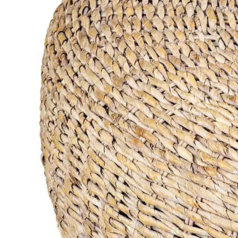 Table basse ronde tissée en abaca, 89 cm, marron clair | Salon de ferme bohème