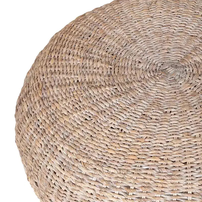 Table basse ronde tissée en abaca, 89 cm, marron clair | Salon de ferme bohème