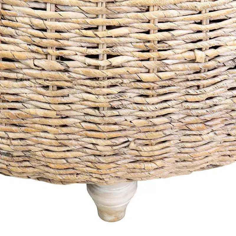 Table basse ronde tissée en abaca, 89 cm, marron clair | Salon de ferme bohème