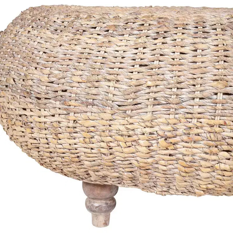 Table basse ronde tissée en abaca, 89 cm, marron clair | Salon de ferme bohème