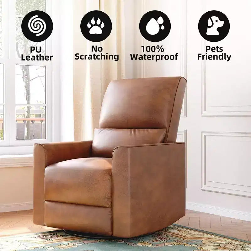 Fauteuil inclinable, pivotant à 360°, planeur et berçant, en similicuir, capacité de 136 kg