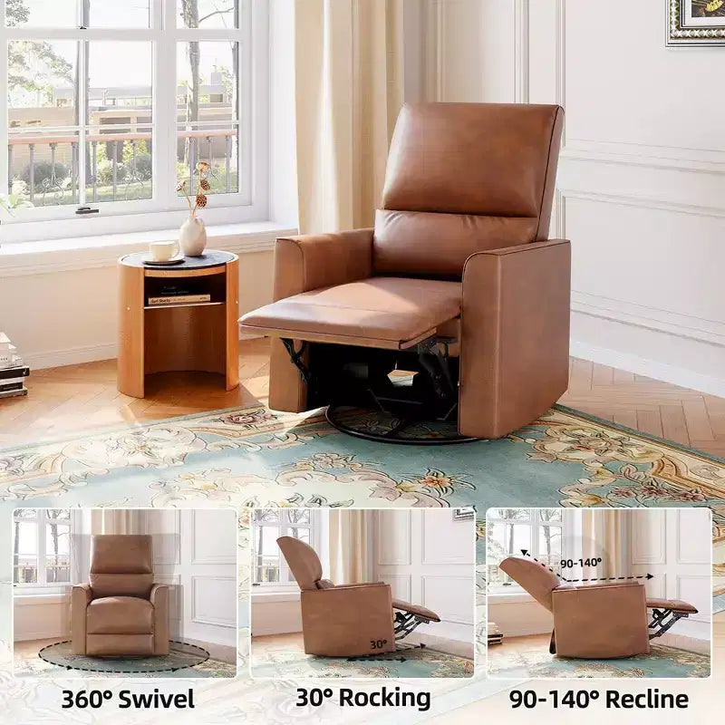 Fauteuil inclinable, pivotant à 360°, planeur et berçant, en similicuir, capacité de 136 kg