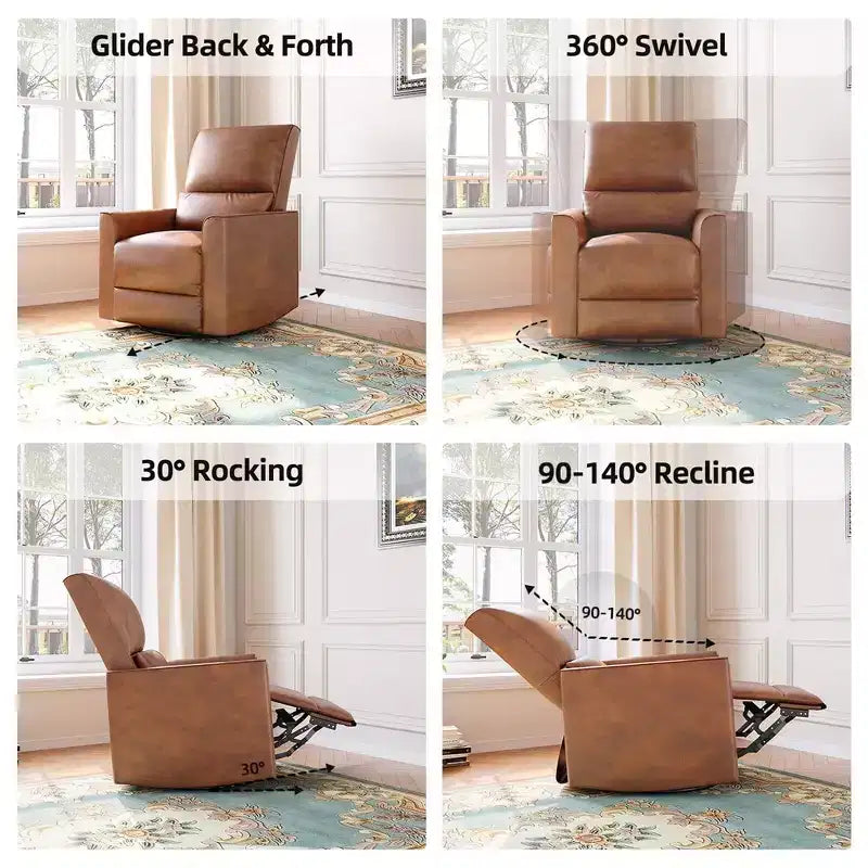 Fauteuil inclinable, pivotant à 360°, planeur et berçant, en similicuir, capacité de 136 kg