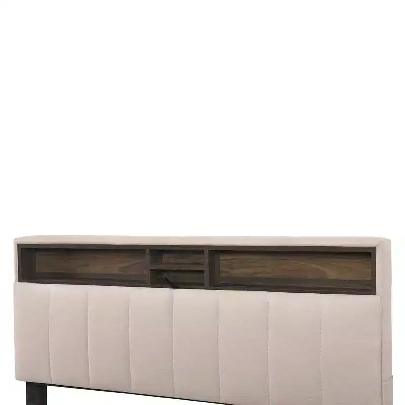 Lit plateforme rembourré Full/Queen avec tête de lit de rangement, lit gigogne simple et 2 tiroirs