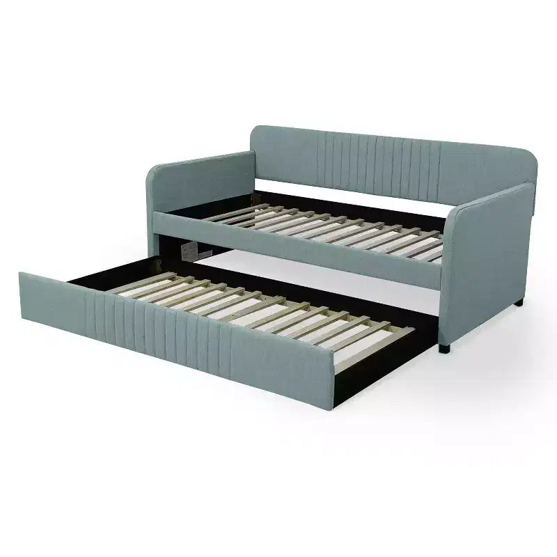 Twin Upholstered Daybed with Trundle Storage Drawer, No Box Spring Needed