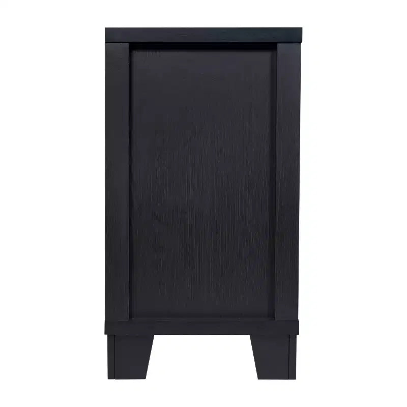 Bahut à 3 tiroirs en bois composite avec portes en verre trempé