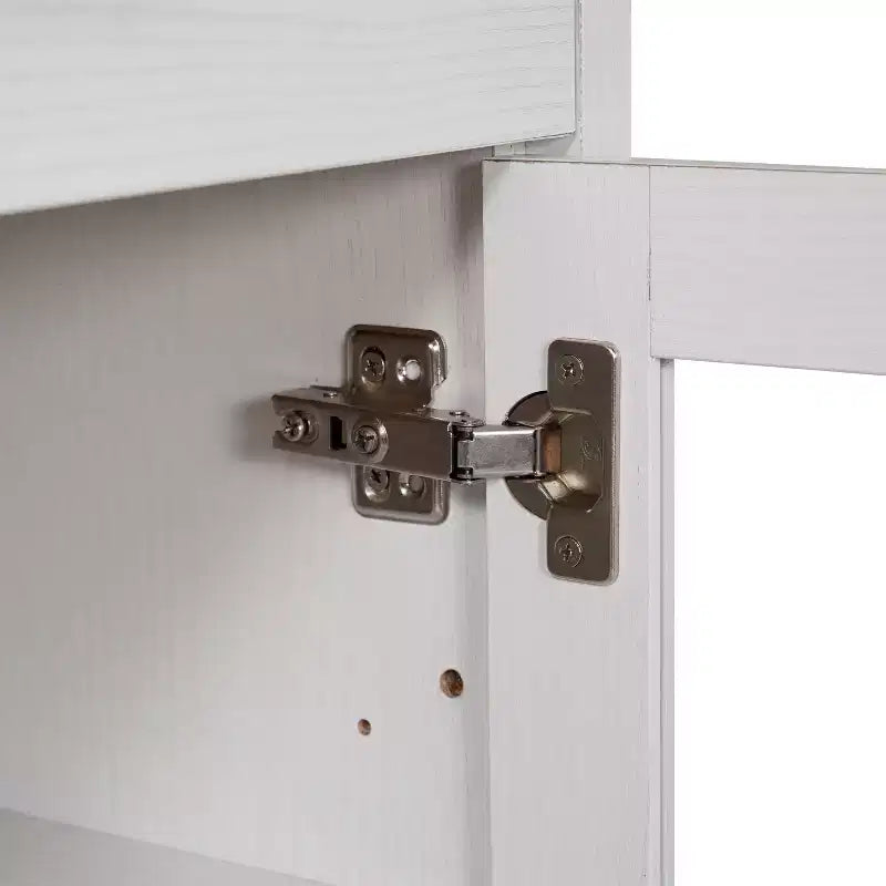 Bahut à 3 tiroirs en bois composite avec portes en verre trempé