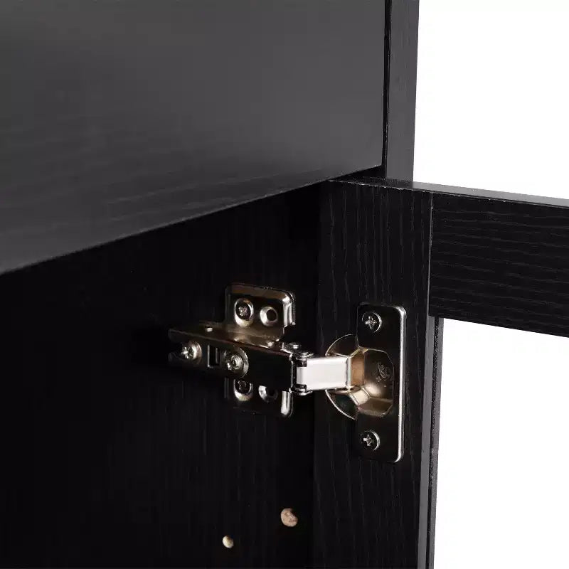 Bahut à 3 tiroirs en bois composite avec portes en verre trempé