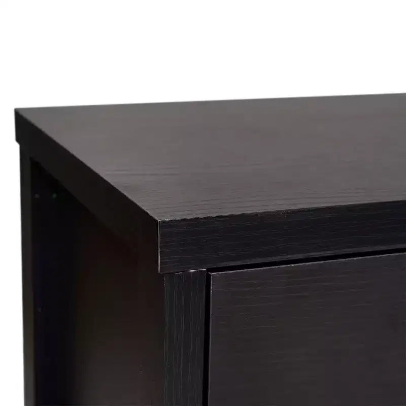Bahut à 3 tiroirs en bois composite avec portes en verre trempé