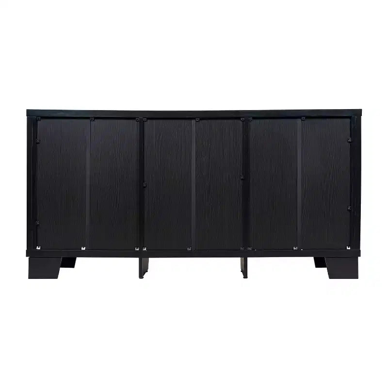Bahut à 3 tiroirs en bois composite avec portes en verre trempé