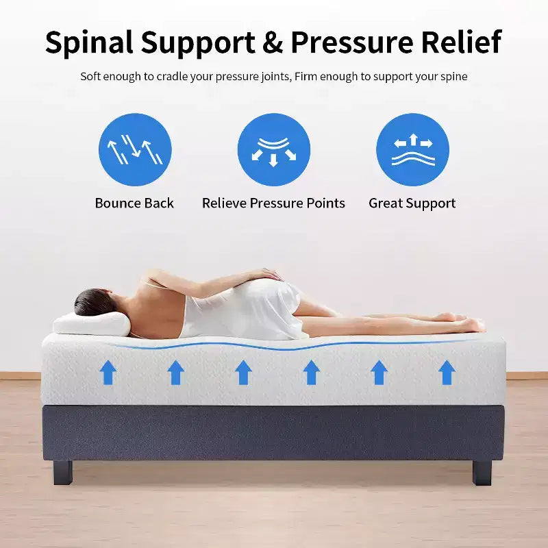 Matelas en mousse à mémoire de forme 30,5 cm au thé vert, infusion de gel rafraîchissant, sans fibre de verre, CertiPUR-US, blanc