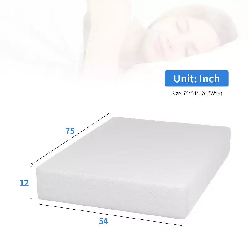Matelas en mousse à mémoire de forme 30,5 cm au thé vert, infusion de gel rafraîchissant, sans fibre de verre, CertiPUR-US, blanc