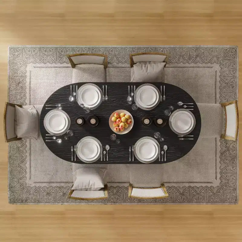 Table de salle à manger ovale de 170 cm, table de cuisine moderne en bois pour 6 personnes