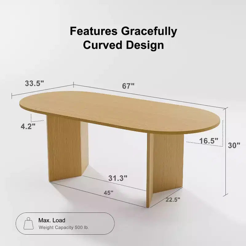 Table de salle à manger ovale de 170 cm, table de cuisine moderne en bois pour 6 personnes