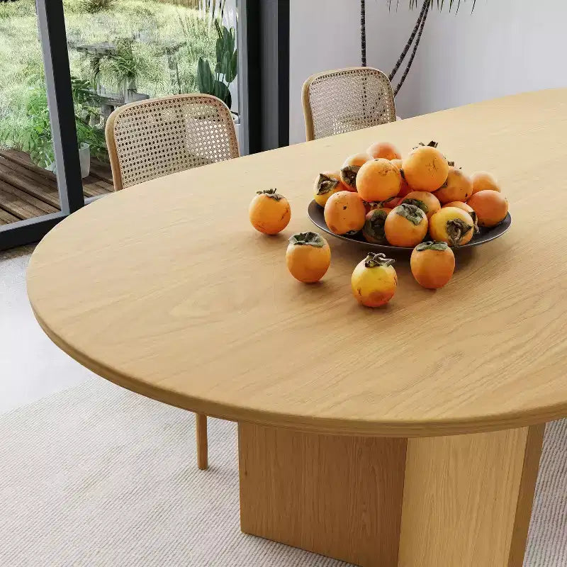 Table de salle à manger ovale de 170 cm, table de cuisine moderne en bois pour 6 personnes