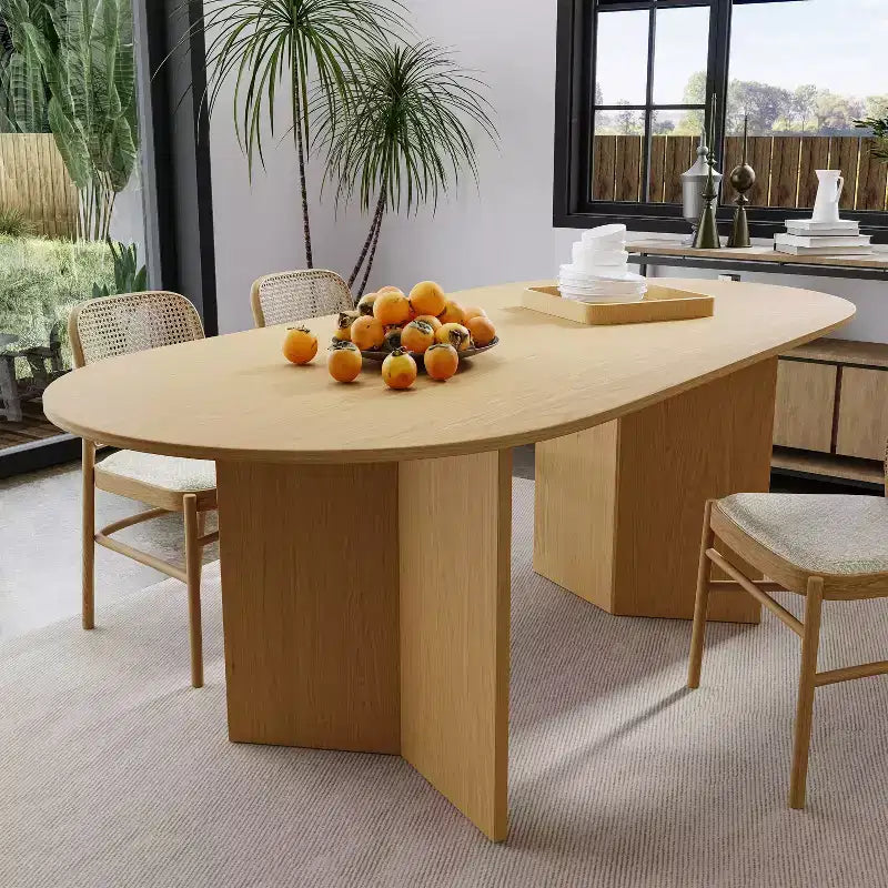 Table de salle à manger ovale de 170 cm, table de cuisine moderne en bois pour 6 personnes