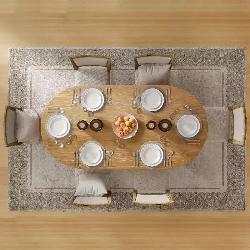 Table de salle à manger ovale de 170 cm, table de cuisine moderne en bois pour 6 personnes