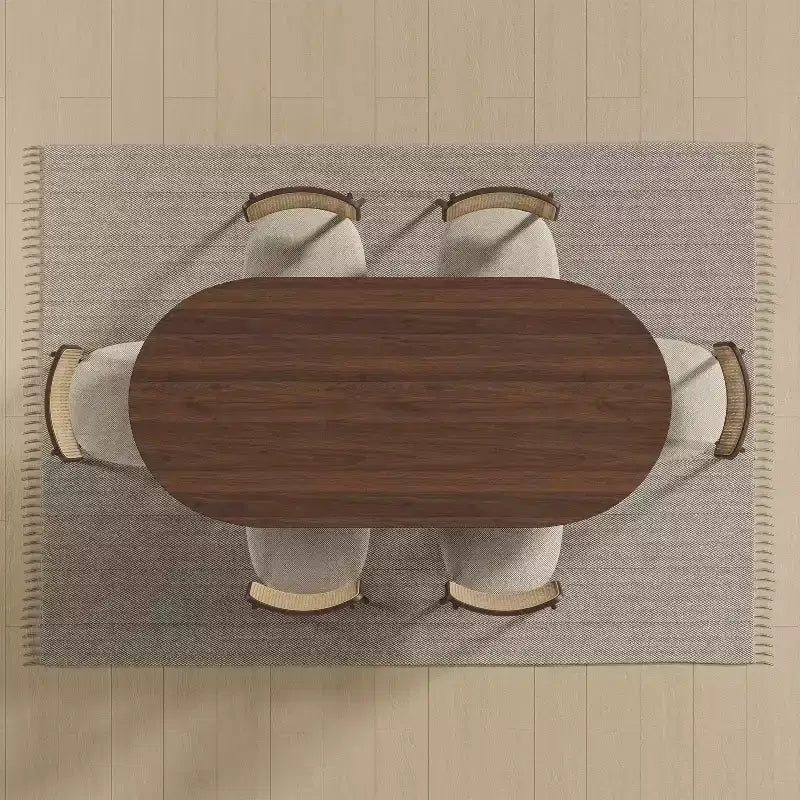 Table de salle à manger ovale de 170 cm, table de cuisine moderne en bois pour 6 personnes