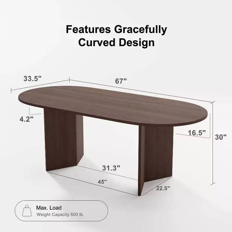 Table de salle à manger ovale de 170 cm, table de cuisine moderne en bois pour 6 personnes