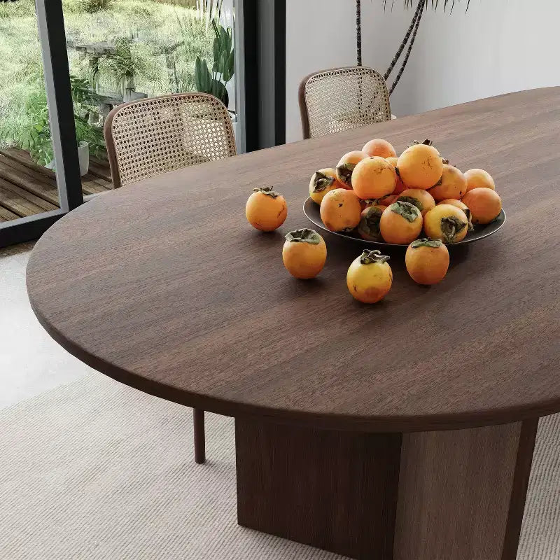 Table de salle à manger ovale de 170 cm, table de cuisine moderne en bois pour 6 personnes