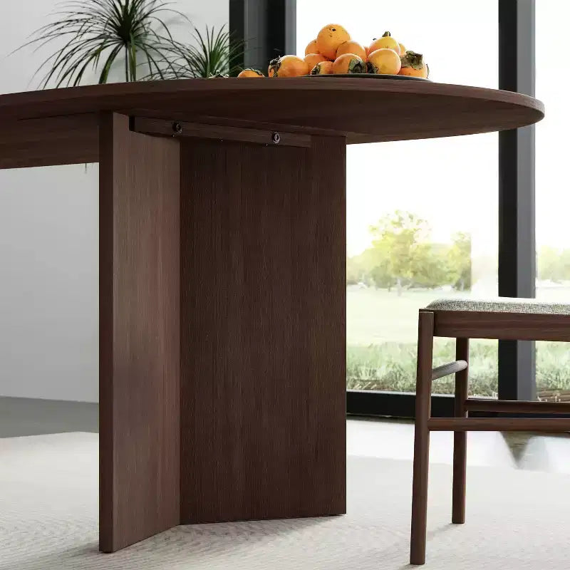 Table de salle à manger ovale de 170 cm, table de cuisine moderne en bois pour 6 personnes