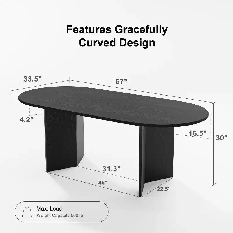 Table de salle à manger ovale de 170 cm, table de cuisine moderne en bois pour 6 personnes