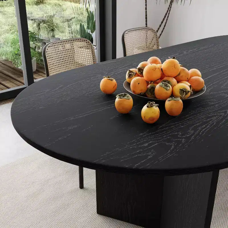 Table de salle à manger ovale de 170 cm, table de cuisine moderne en bois pour 6 personnes