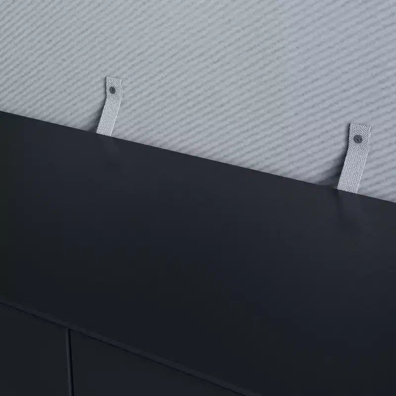 Commode double à 6 tiroirs, noire avec poignées dorées, 120 cm de large