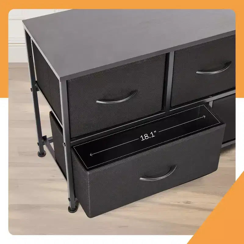 5-Drawer Fabric Dresser Storage Unit Side Table with Metal Frame