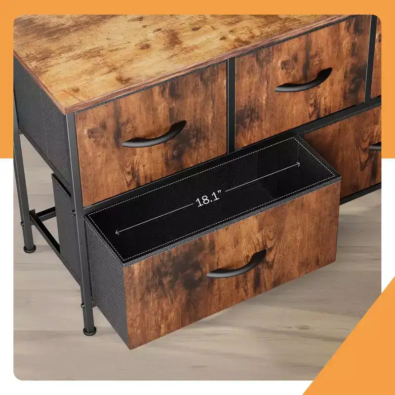 Commode à 5 tiroirs en tissu, table de chevet avec structure métallique
