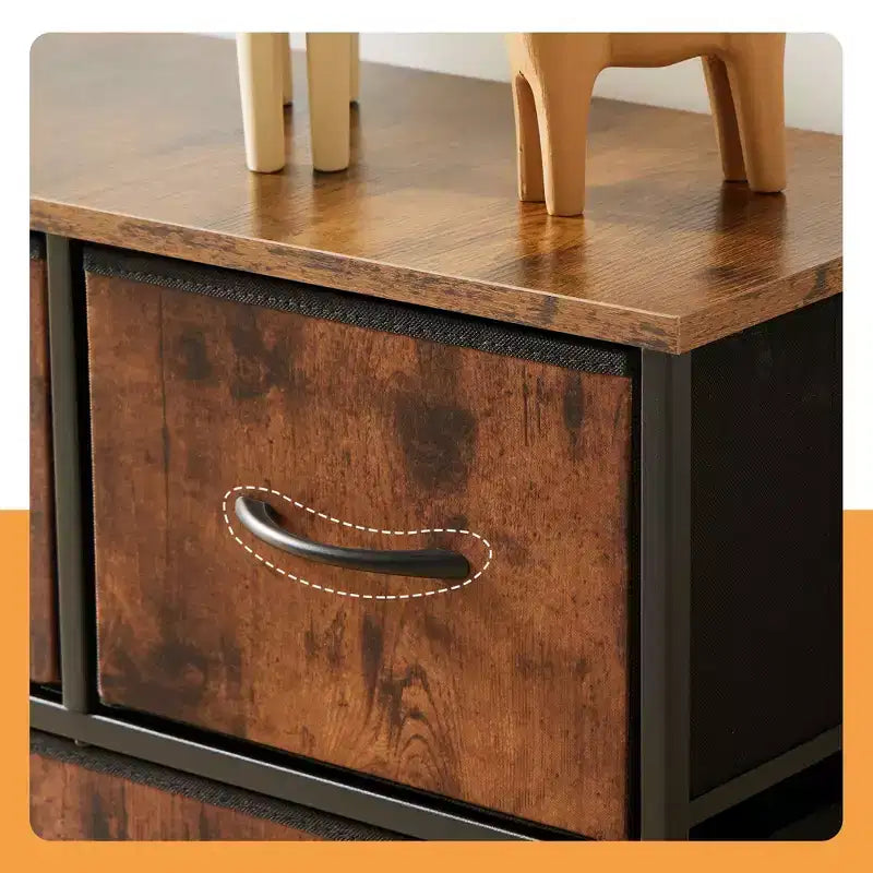 Commode à 5 tiroirs en tissu, table de chevet avec structure métallique