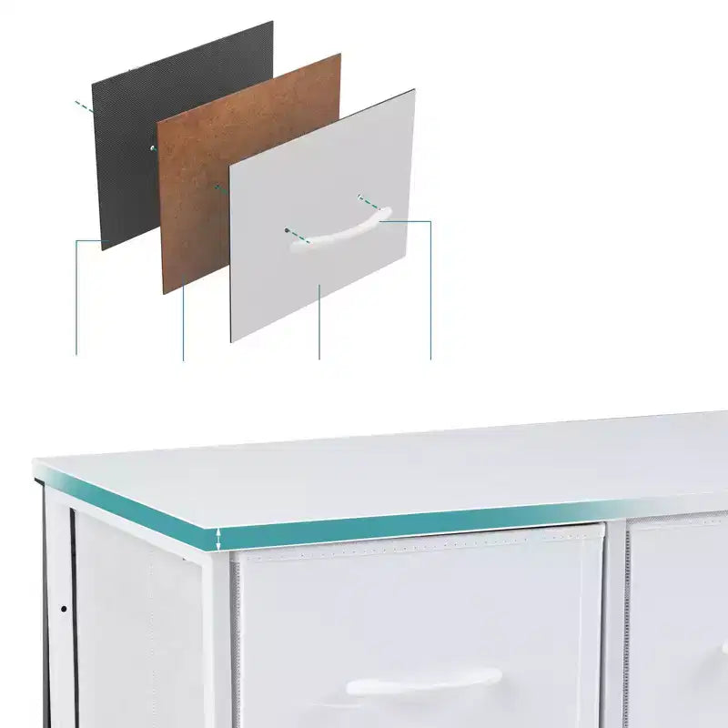 Commode à 5 tiroirs en tissu, table de chevet avec structure métallique