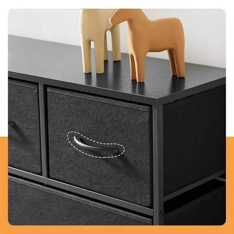 Commode à 5 tiroirs en tissu, table de chevet avec structure métallique