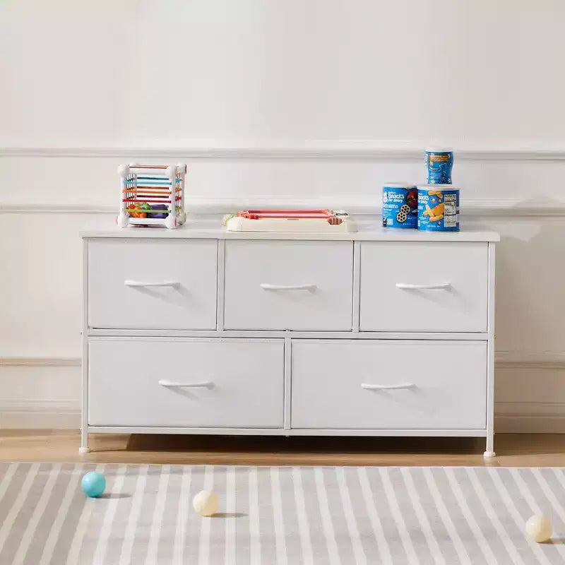 Commode à 5 tiroirs en tissu, table de chevet avec structure métallique