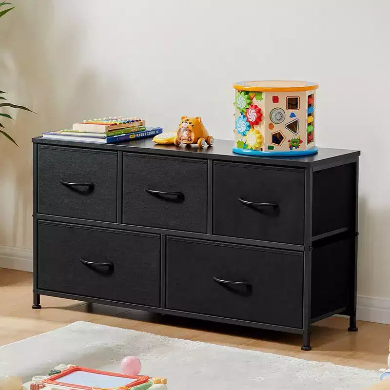 Commode à 5 tiroirs en tissu, table de chevet avec structure métallique